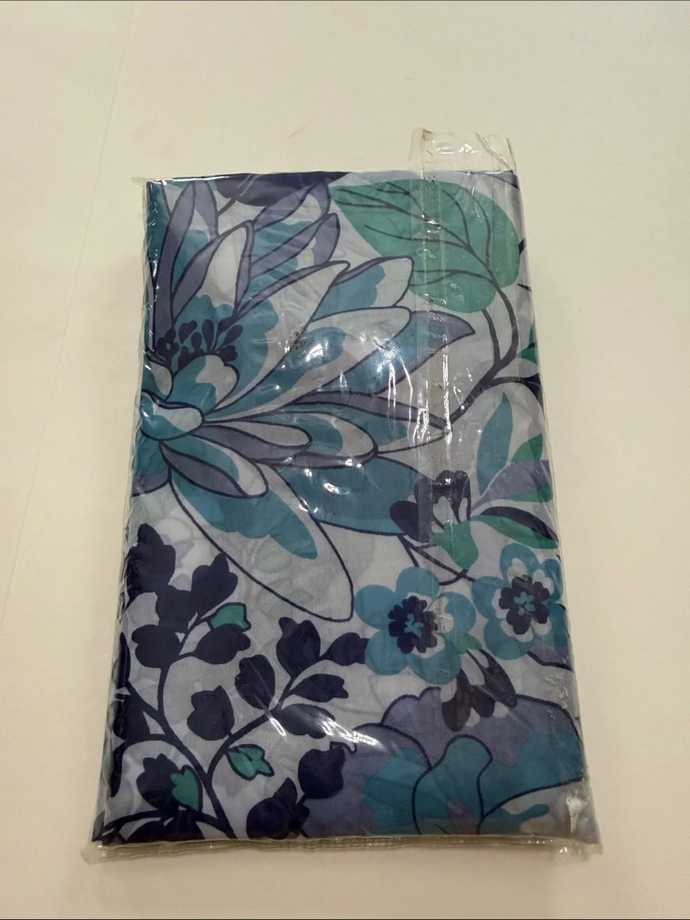 Floral Blue Shower Curtain Set with Hooks - Blue